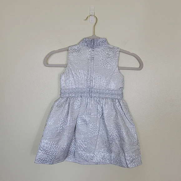 Lilly Pulitzer Mini Franci Seaside Gray Full Bloom Brocade Size 4 Silver